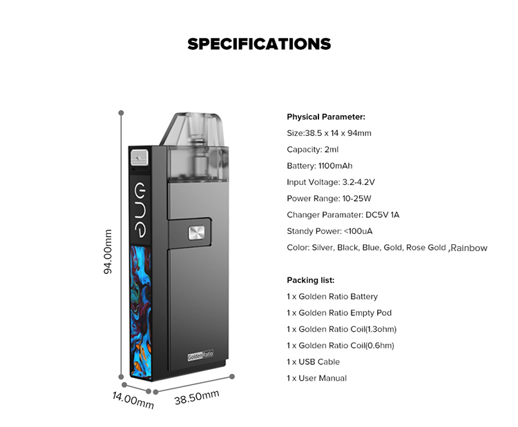 OneVape Golden Ratio Pod Starter Kit 1100mAh