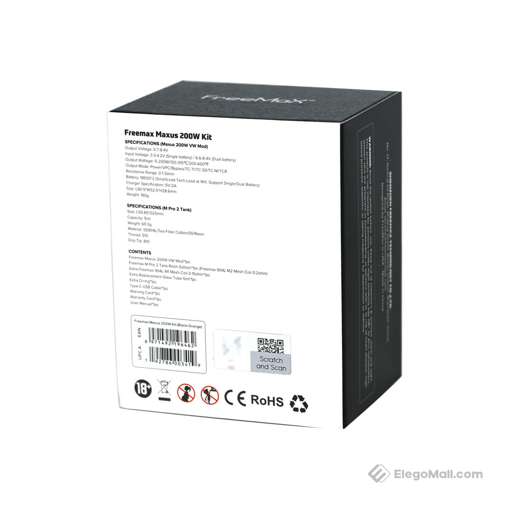 FreeMax Maxus 200w Box Kit