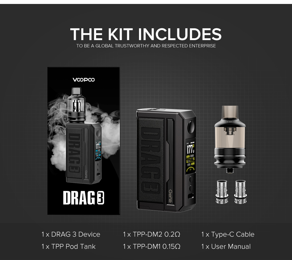 VOOPOO Drag 3 177W Box Kit with TPP Tank 3