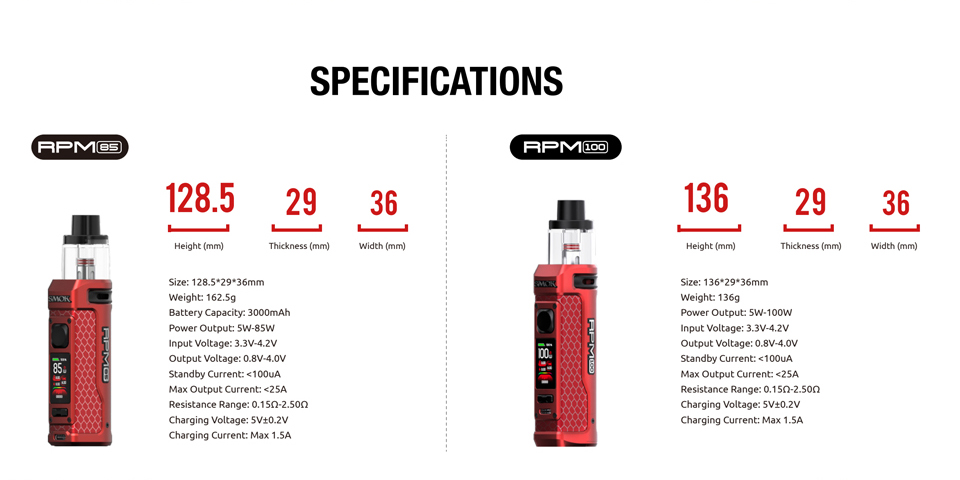 smok rpm 85 specifications smok rpm 85 specifications