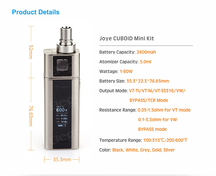 Joyetech CUBOID Mini 80W Starter Kit-2400mah Mod and 5.0ml Capacity