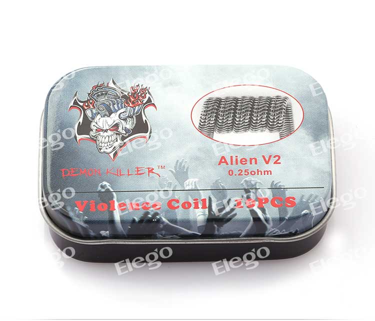 Super Kanthal A1 Coil Alambre de Calefacción para RBA / RDA / RTA Atomizadores Reconstruibles Demon Killer Pre Hechas Alien V2 Bobina 10PCS Vape Coil 1PCS Silicone Band