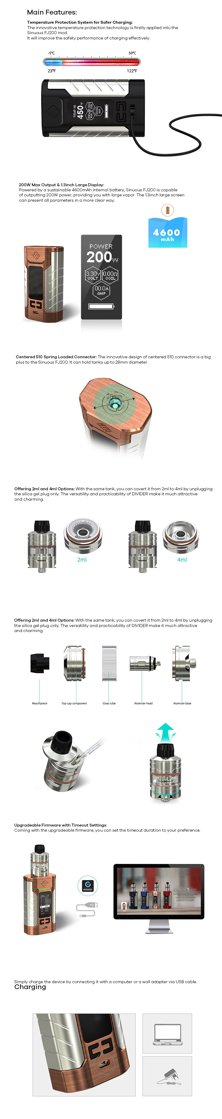 Wismec Sinuous FJ200 Divider Kit operation
