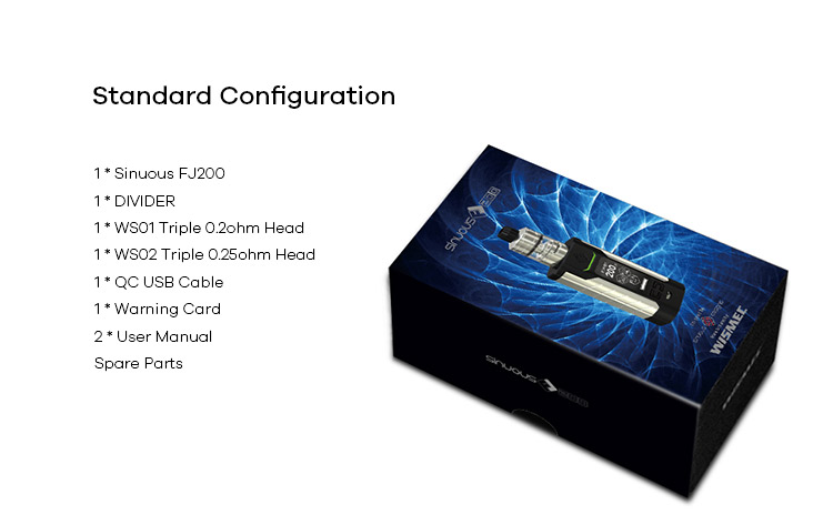 Wismec Sinuous FJ200 Divider Kit Packing List