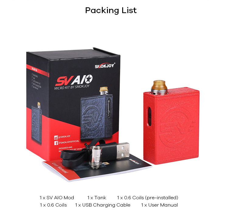 SMOKJOY SV AIO Kit, Packing List