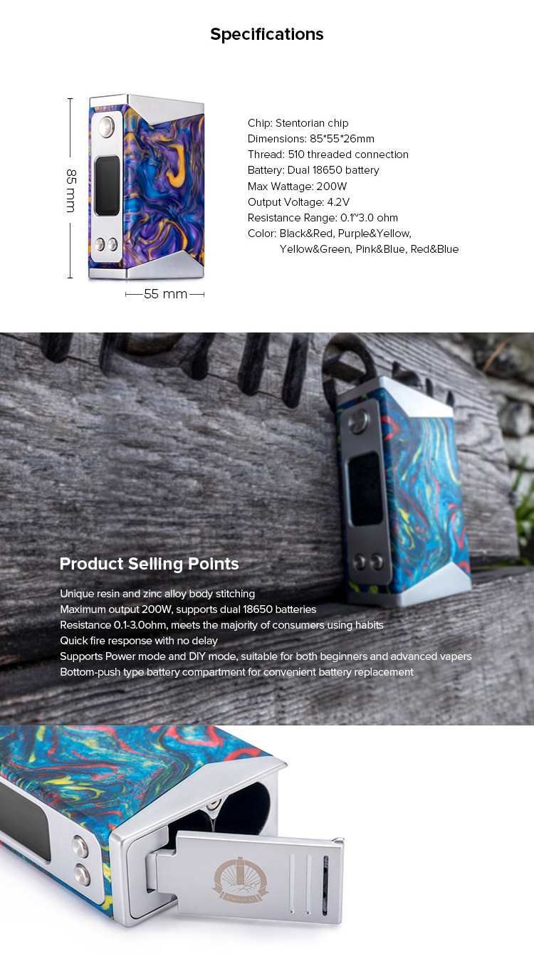 Stentorian Basilisk 200W Box Mod, operation