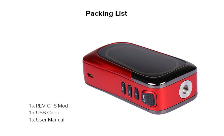 REV GTS 230W Box Mod, packing list