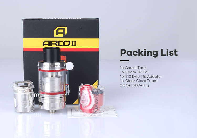 HorizonTech Arco 2 Tank, packing list