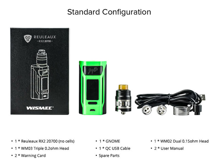 Wismec Reuleaux RX2 20700 Kit, Packing List