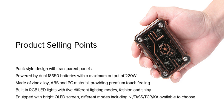 Teslacigs Punk 220W Box Mod, main feature