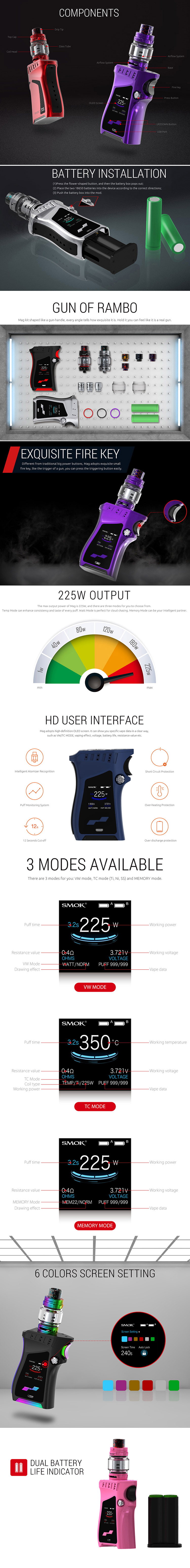 SMOK Mag 225W TC Kit, Operation