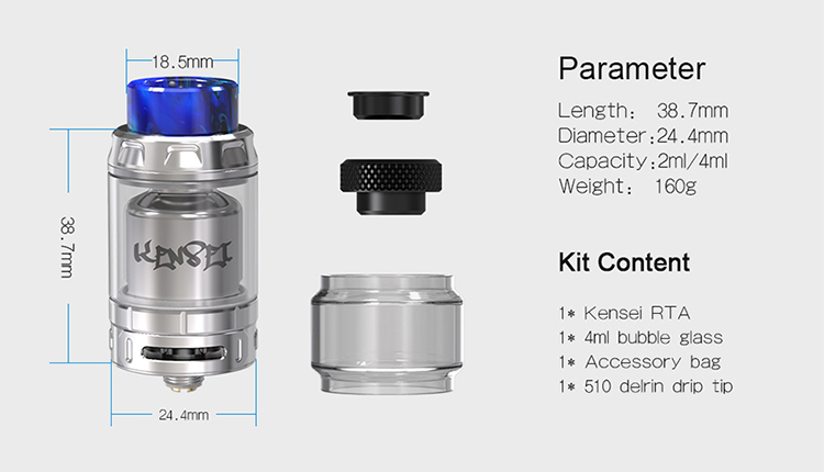 Vandy Vape Kensei 24 RTA, Parameter