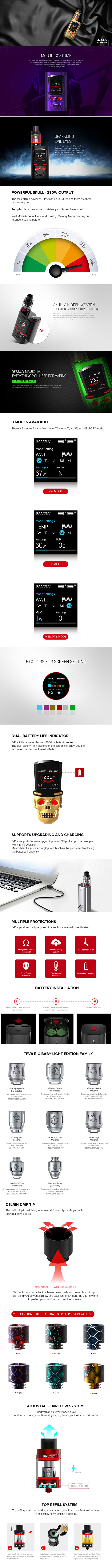 SMOK S-Priv 230W TC Kit, Operation