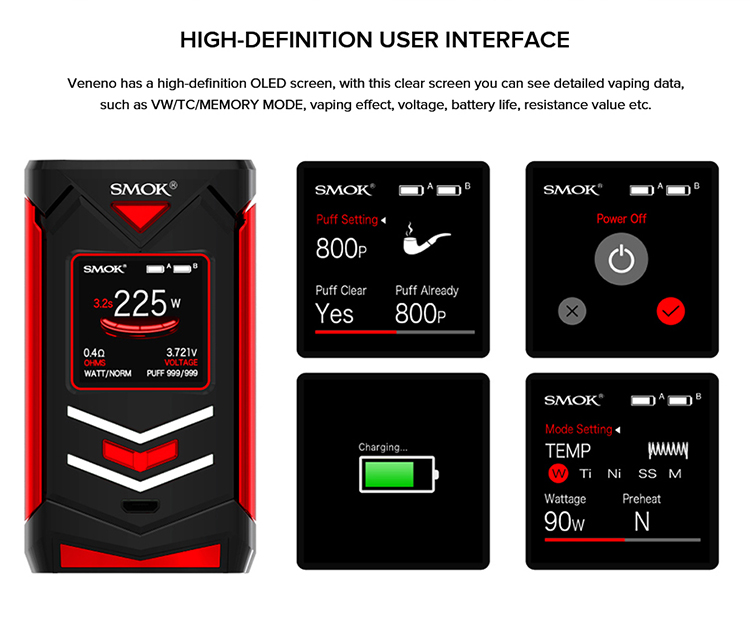 SMOK Veneno 225W TC Kit, Main Feature
