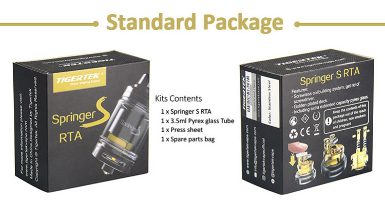 Tigertek Springer S RTA Tank, Packing List Tigertek Springer S RTA