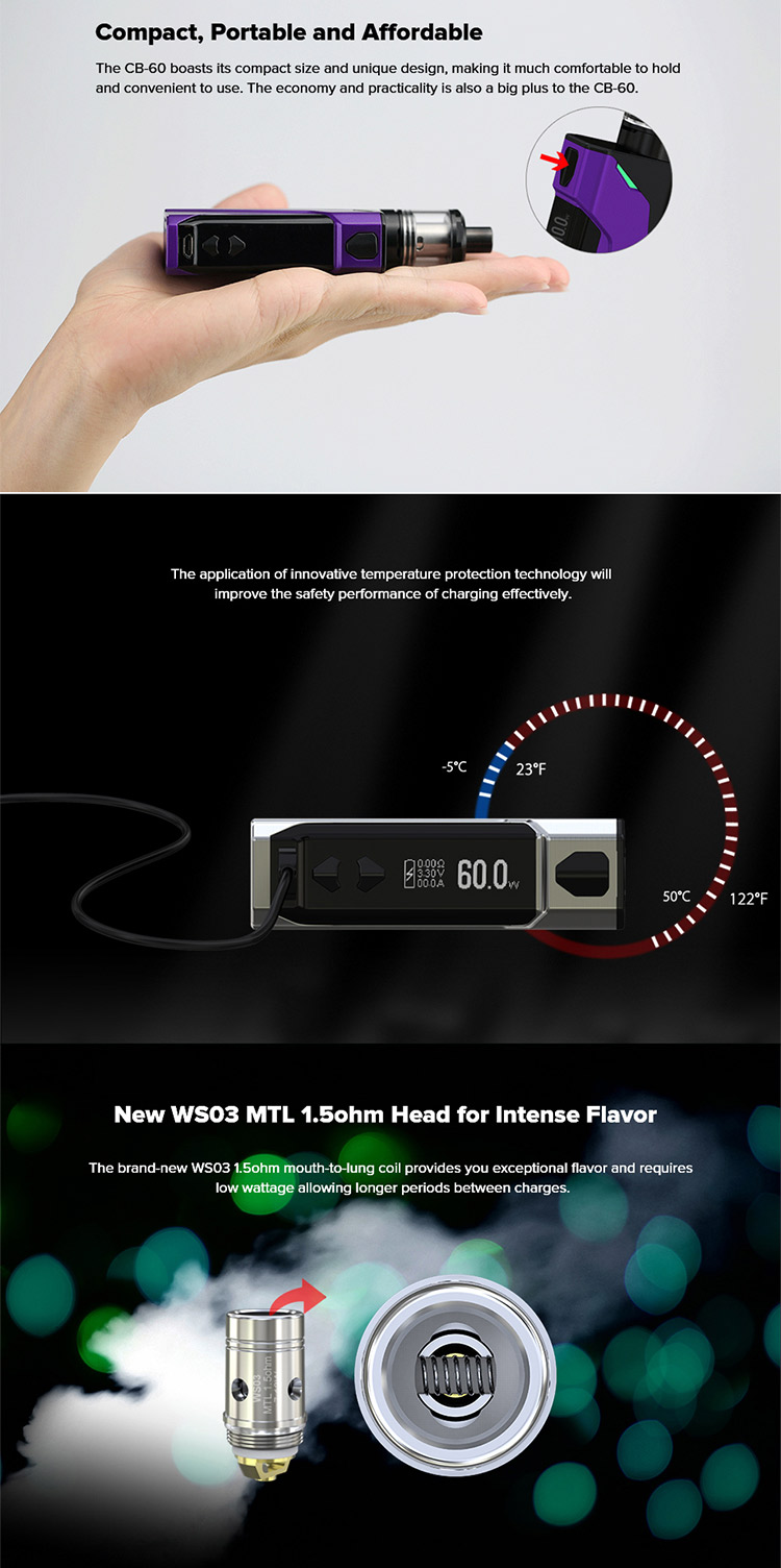 Wismec CB-60 Kit with AMOR NS, Mian Feature