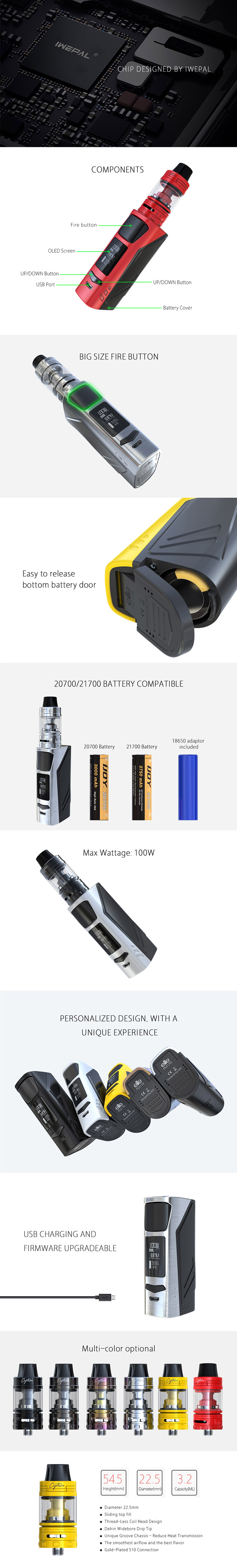 IJOY Elite PS2170 100W Kit, Operation