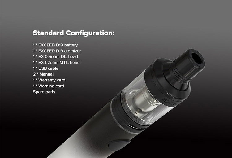 Joyetech Exceed D19 Starter Kit, Packing List