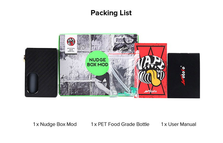 Wotofo Nudge Squonk Mech Mod, Packing List