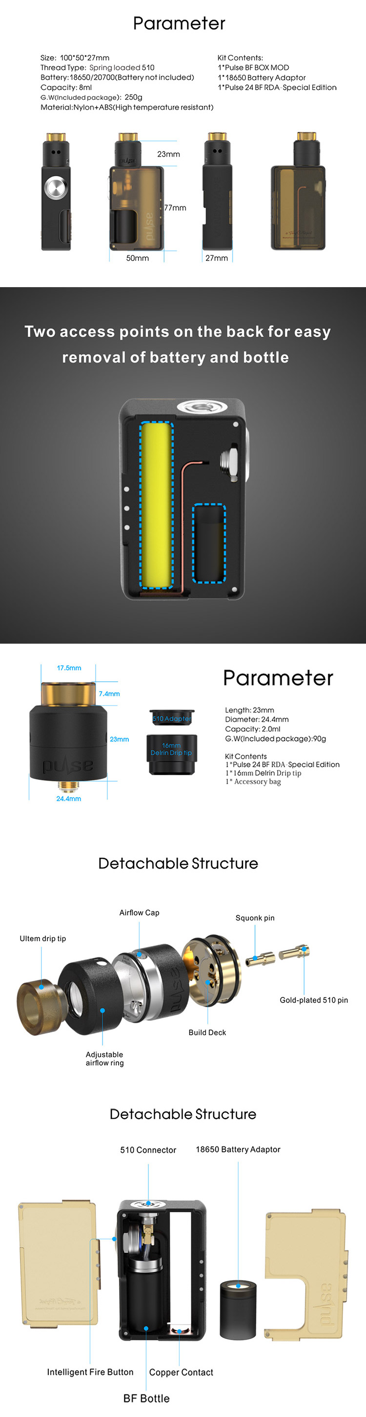 Vandy Vape Pulse BF Kit, Parameter