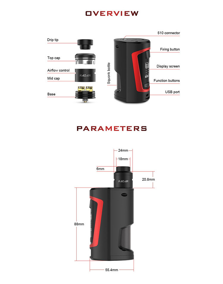 GeekVape GBOX Squonk Kit Parameter