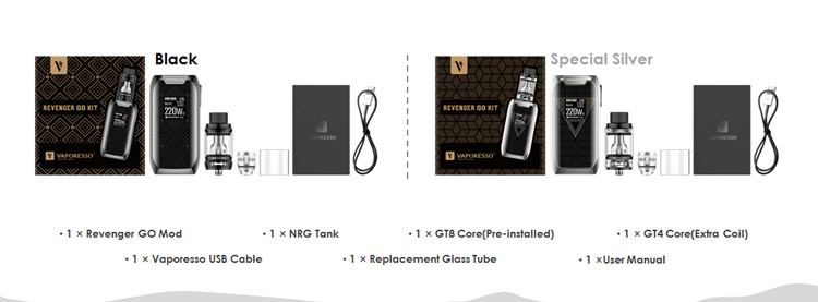 Vaporesso Revenger Go 220W TC Kit Packing List