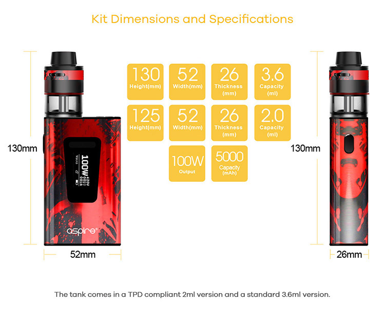 Aspire Typhon Revvo 100W Box Kit Parameter Aspire Typhon Revvo 100W Box Kit Parameter