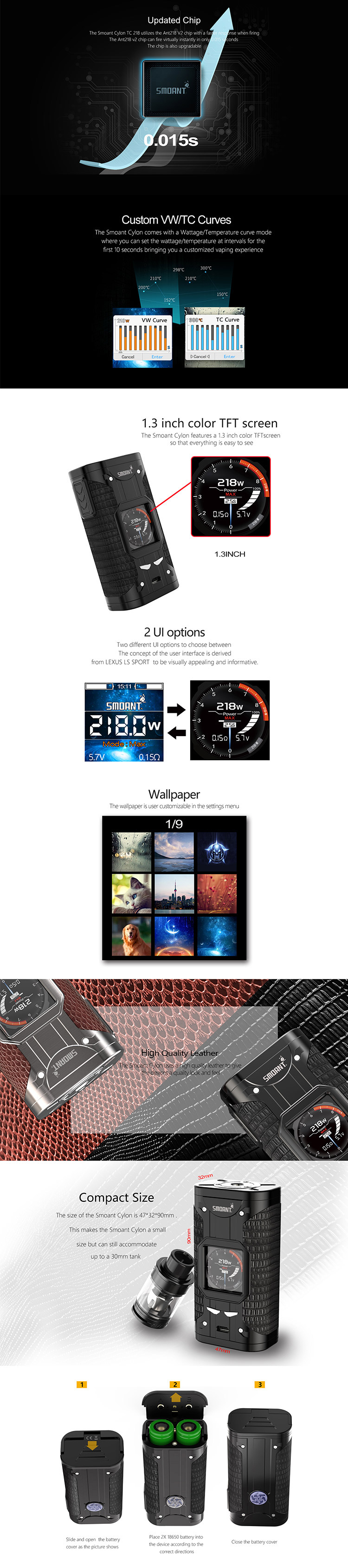 Smoant Cylon TC 218W Box Mod Main Feature