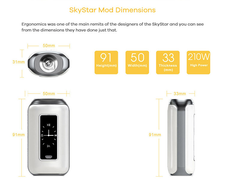 Aspire SkyStar 210W Box Mod Parameter Aspire SkyStar 210W Box Mod Parameter