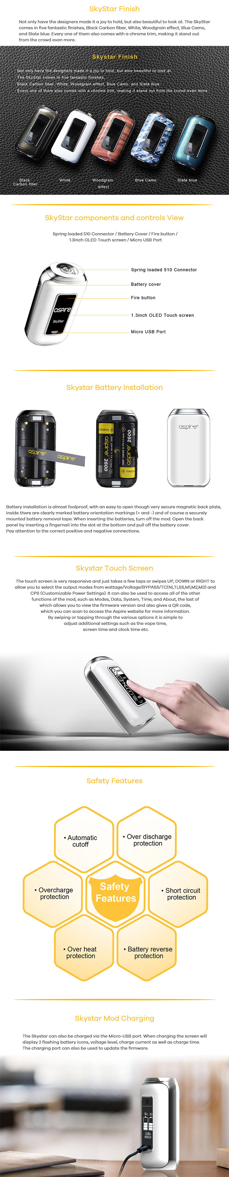Aspire SkyStar 210W Box Mod Main Feature Aspire SkyStar 210W Box Mod Main Feature