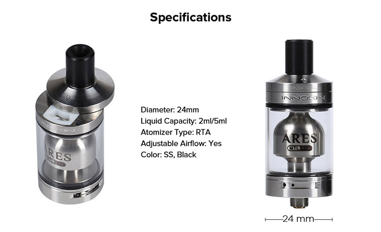 Innokin Ares MTL RTA Tank Parameter Innokin Ares MTL RTA Tank Parameter