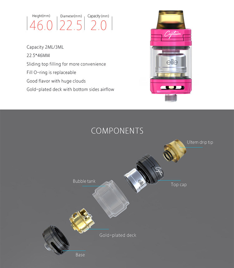 IJOY Captain Elite RTA Parameter IJOY Captain Elite RTA Parameter