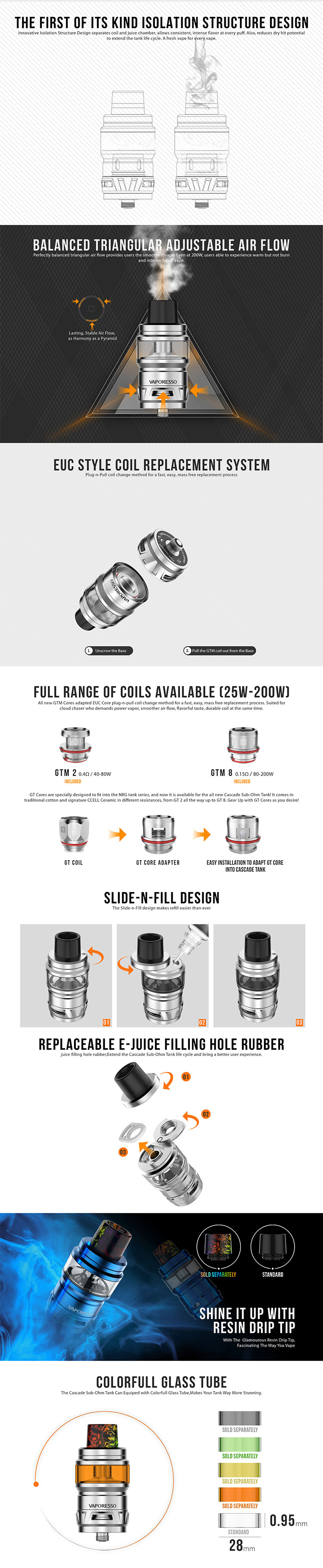 Vaporesso Cascade Sub Ohm Tank Feature Vaporesso Cascade Sub Ohm Tank Feature