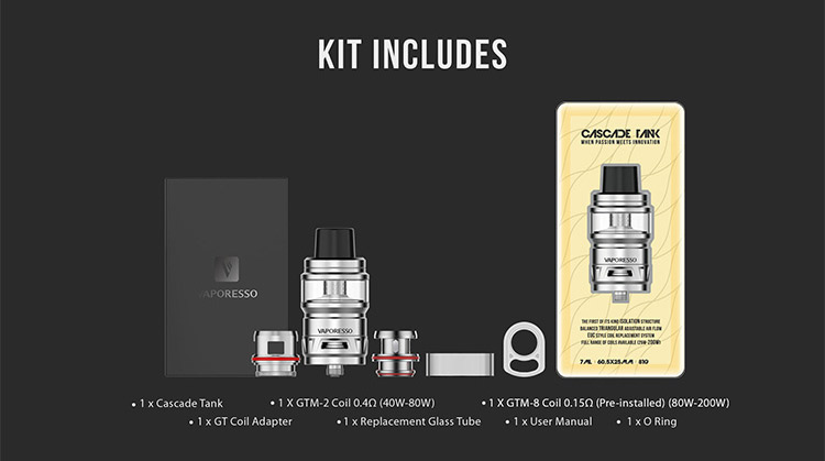 Vaporesso Cascade Sub Ohm Tank Packing List Vaporesso Cascade Sub Ohm Tank Packing List