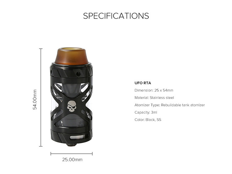 Teslacigs UFO RTA Tank Parameter Teslacigs UFO RTA Tank Parameter