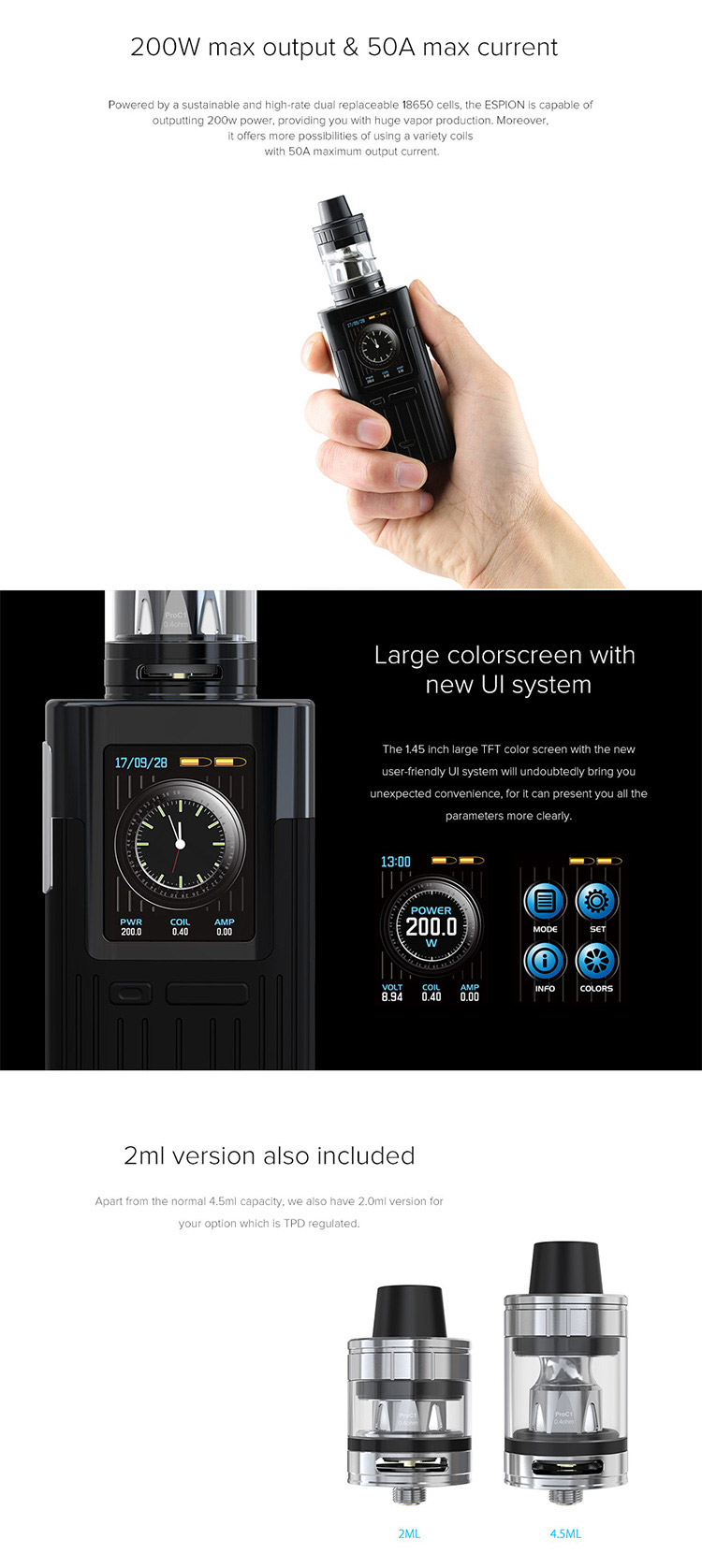 Joyetech Espion 200W TC Kit Feature
