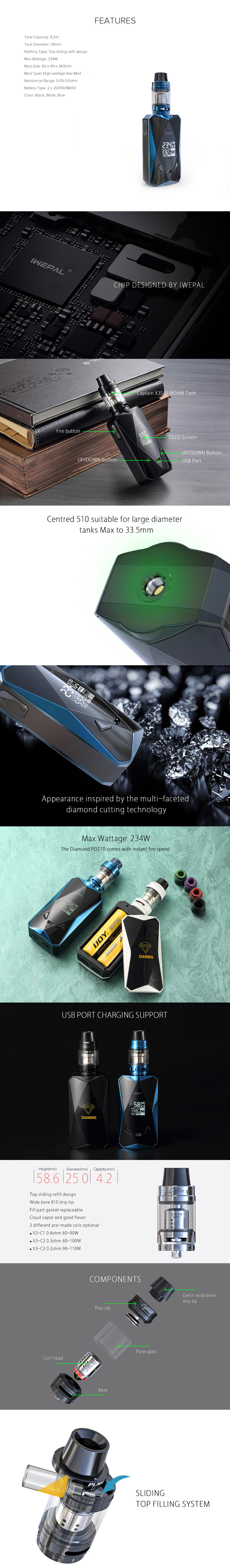 IJOY Diamond PD270 234W Kit Feature IJOY Diamond PD270 234W Kit Feature