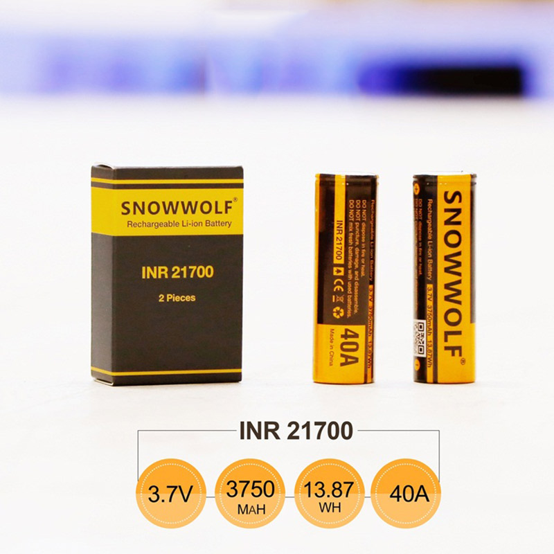 SnowWolf 21700 Lithium Battery 3750mah (Order Separately) (2pcs/pack)