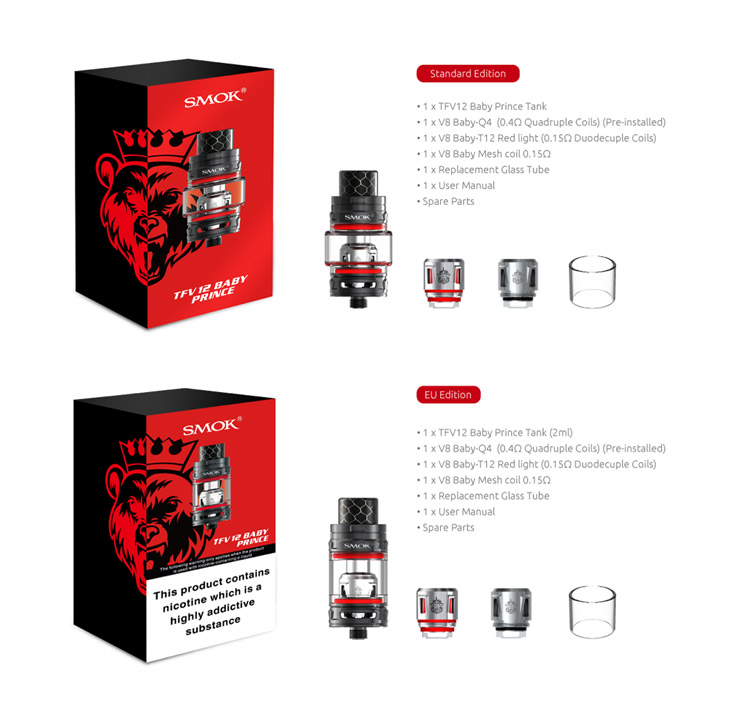 SMOK TFV12 Baby Prince Tank Packing List