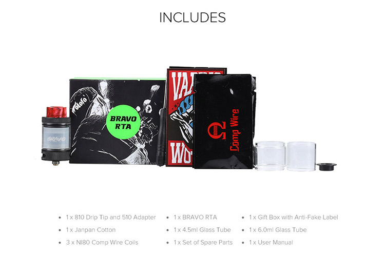 Wotofo Bravo 25 RTA Tank, Packing List Wotofo Bravo 25 RTA Tank, Packing List
