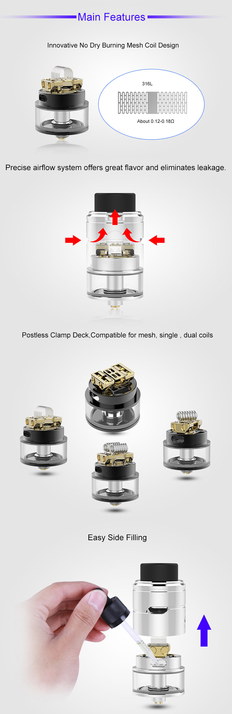 Vapefly Mesh Plus RDTA Tank Feature