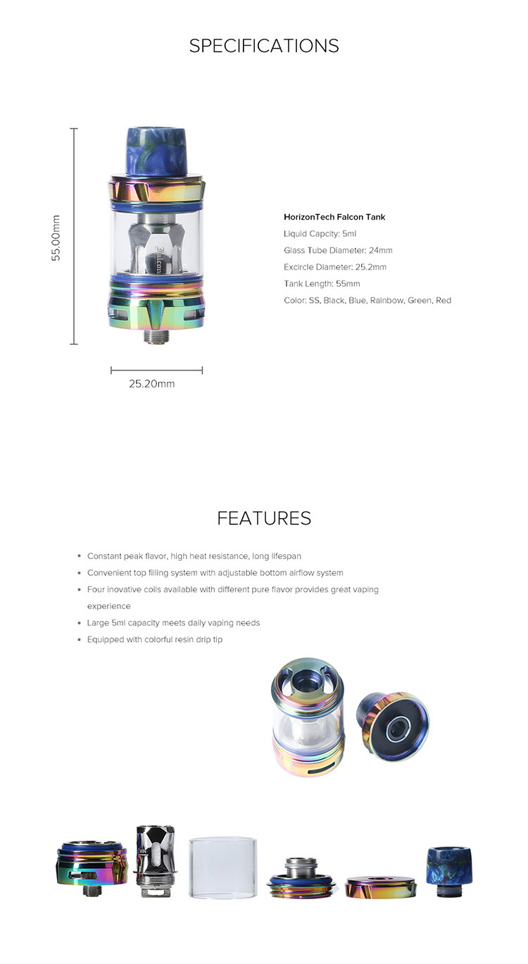 HorizonTech Falcon Sub-Ohm Tank Parameter