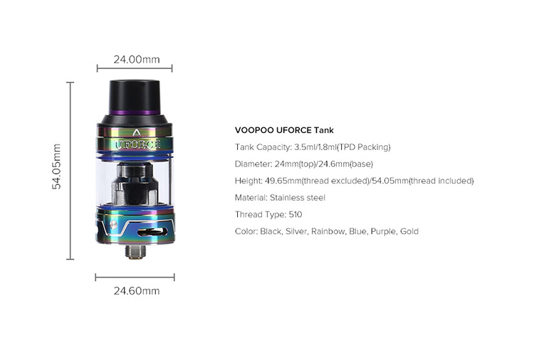 VooPoo UFORCE Tank Parameter