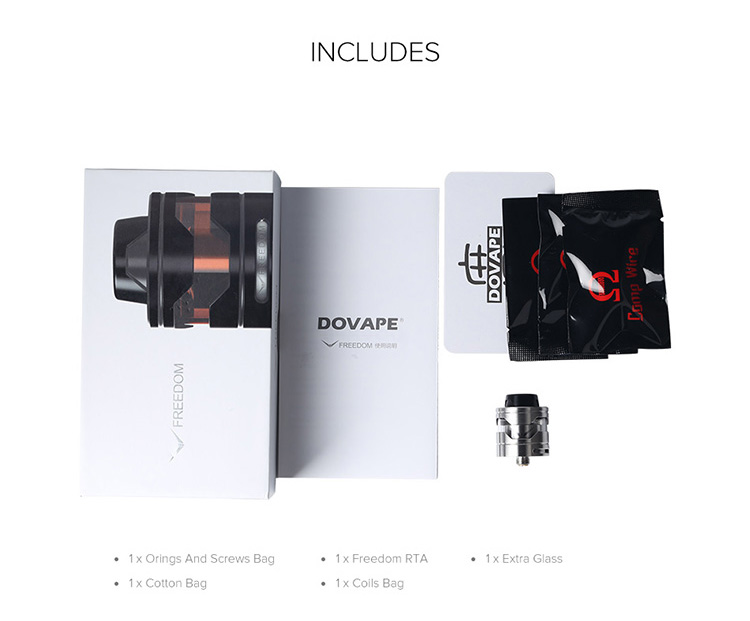 Dovape Freedom RTA Tank Packing List