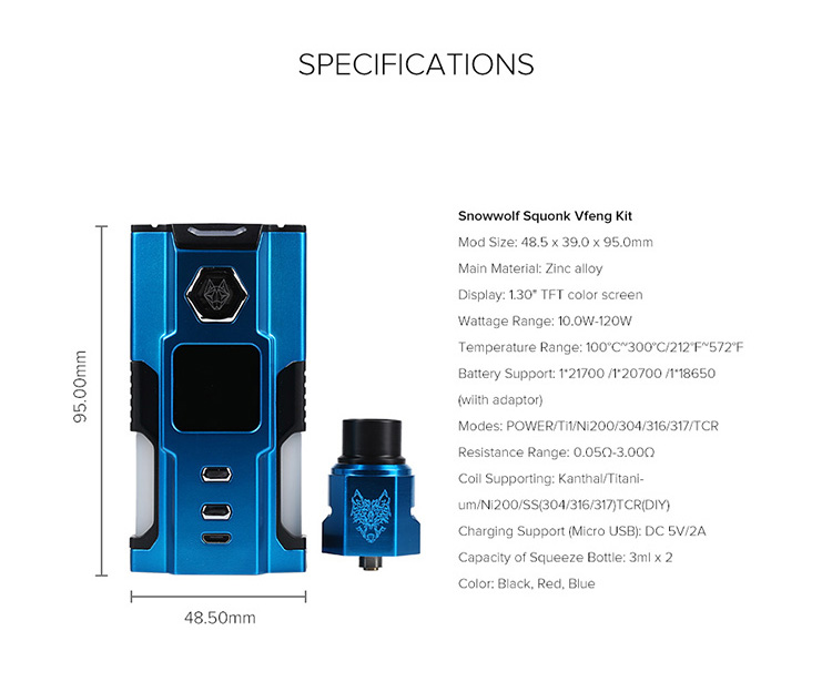 Snowwolf Squonk Vfeng Kit Parameter Snowwolf Squonk Vfeng Kit Parameter