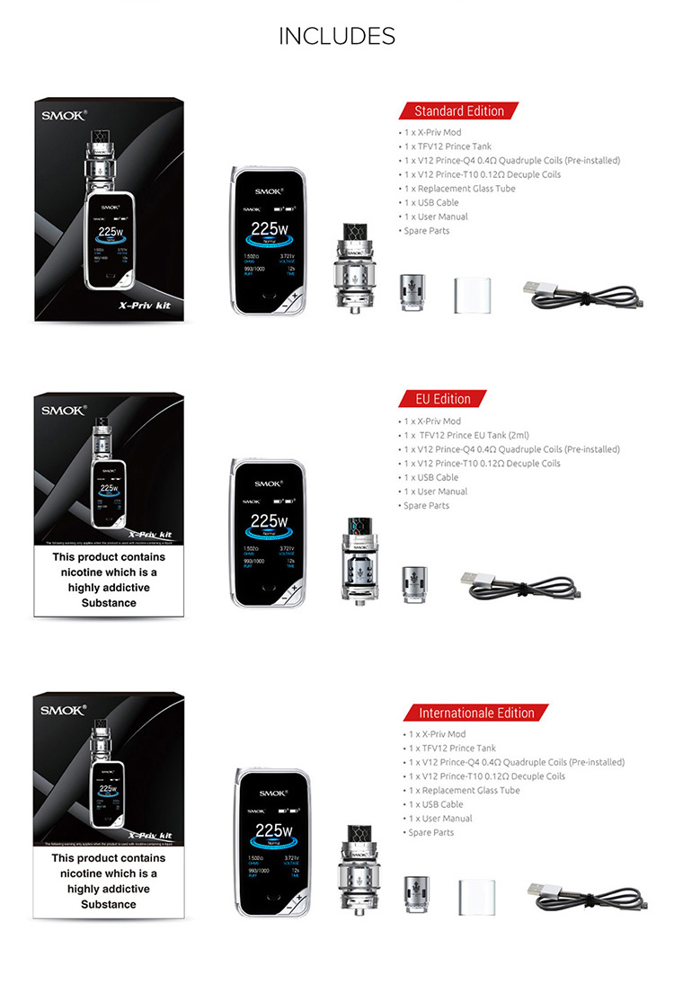 SMOK X-Priv Kit Packing List