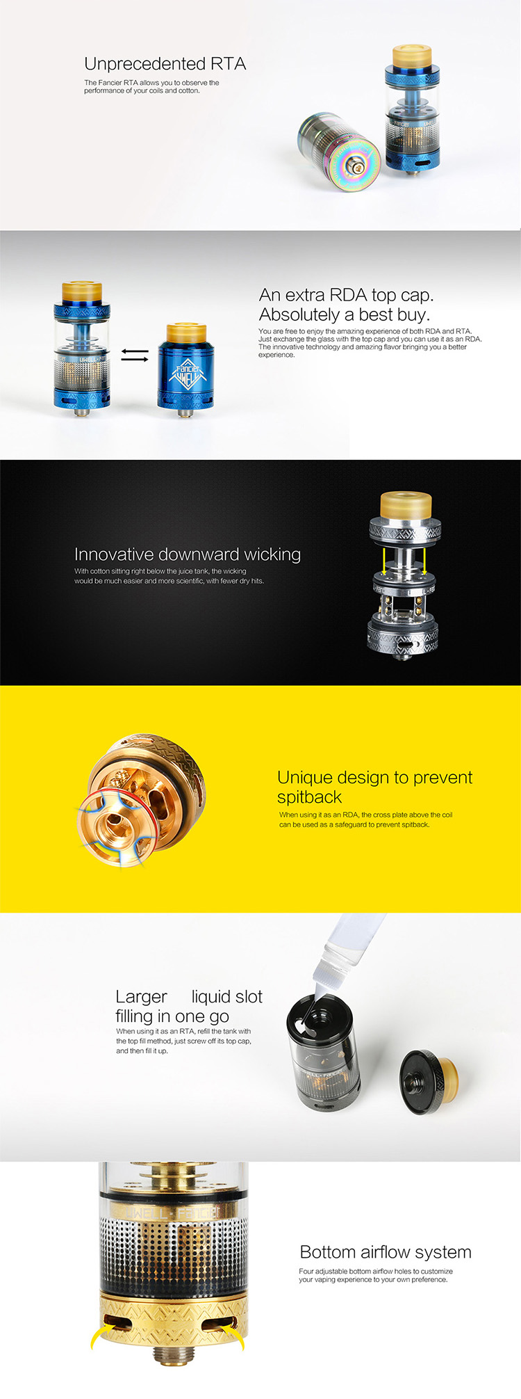 Uwell Fancier RTA&RDA Operation Guide