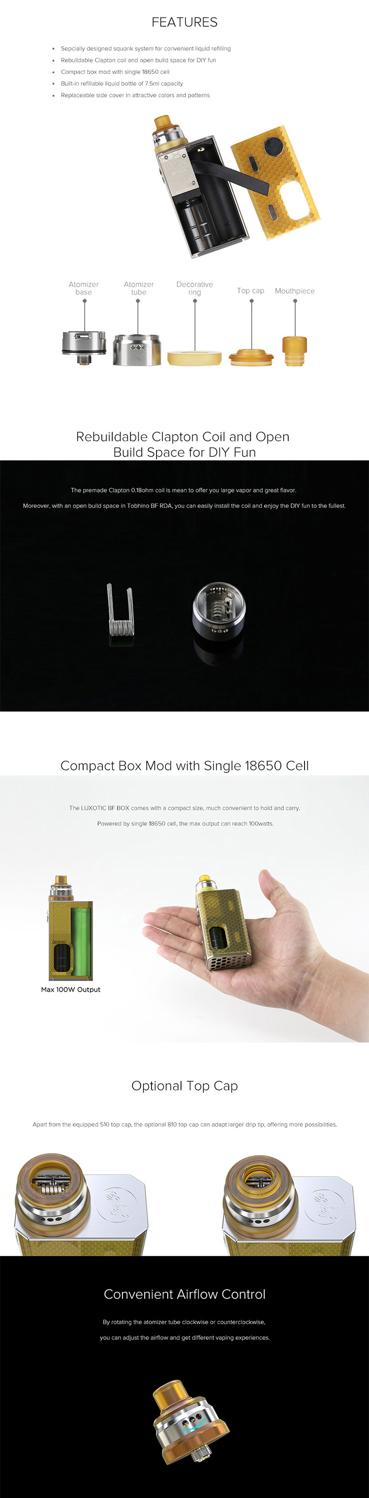 Wismec LUXOTIC BF BOX Feature Wismec LUXOTIC BF BOX Feature