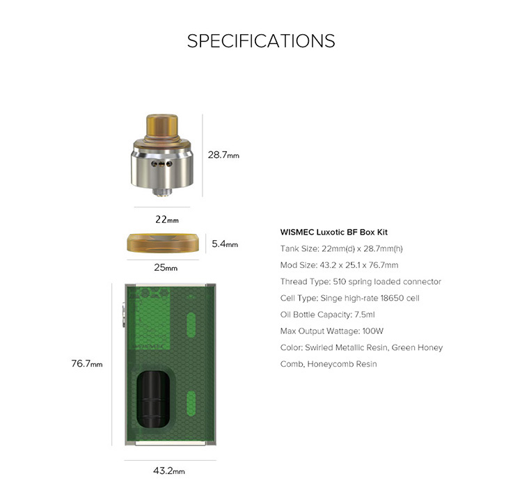 Wismec LUXOTIC BF BOX Parameter Wismec LUXOTIC BF BOX Parameter