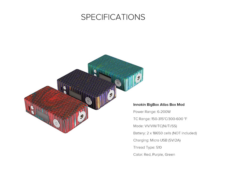 Innokin BigBox Atlas Box Mod Parameter Innokin BigBox Atlas Box Mod Parameter